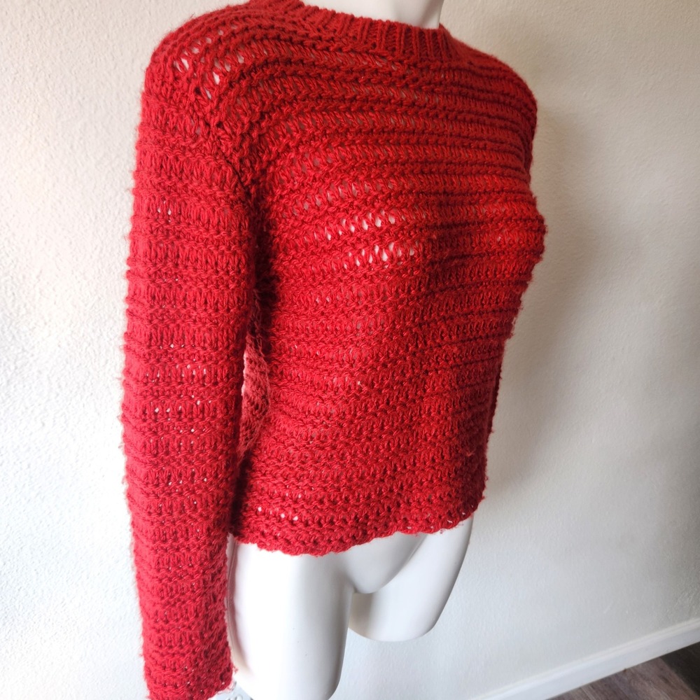 Stella McCartney Kids red open knit‎ wool blend sweater size 12